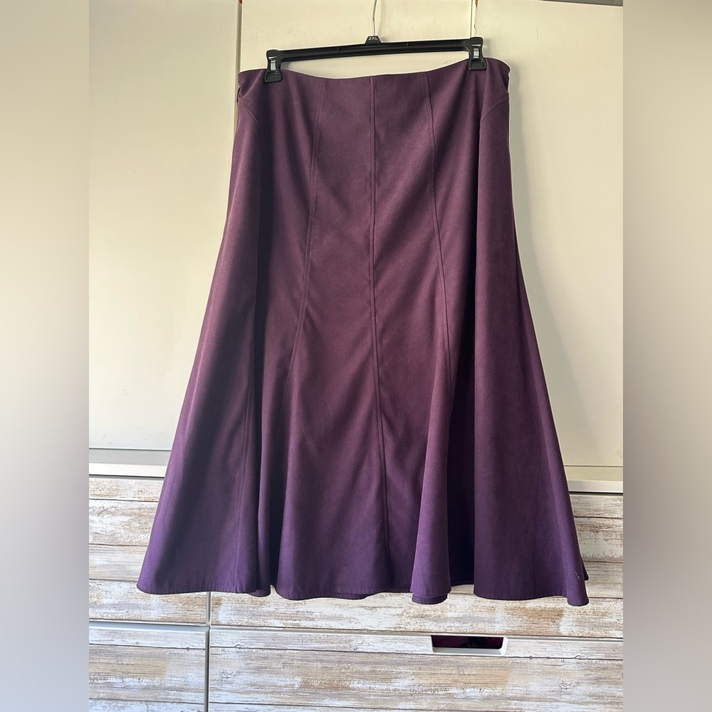 💜 Style by EWM Purple A-Line Skirt UK 18 Fit & Flare Midi Elegant